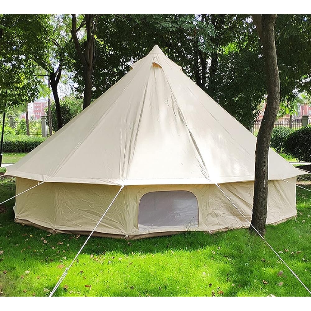 Bell Tent Outdoor Canvas Waterproof Bell Tent 4 Season Tent for Family Travel Party and Hunting Camping Yurt Tent