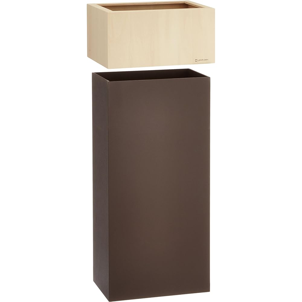 Yamato Kogei Trash Can Dust Box with Invisible Cover Double Cube 30 W CUBE 30 30L Brown YK15-011 Made in Japan