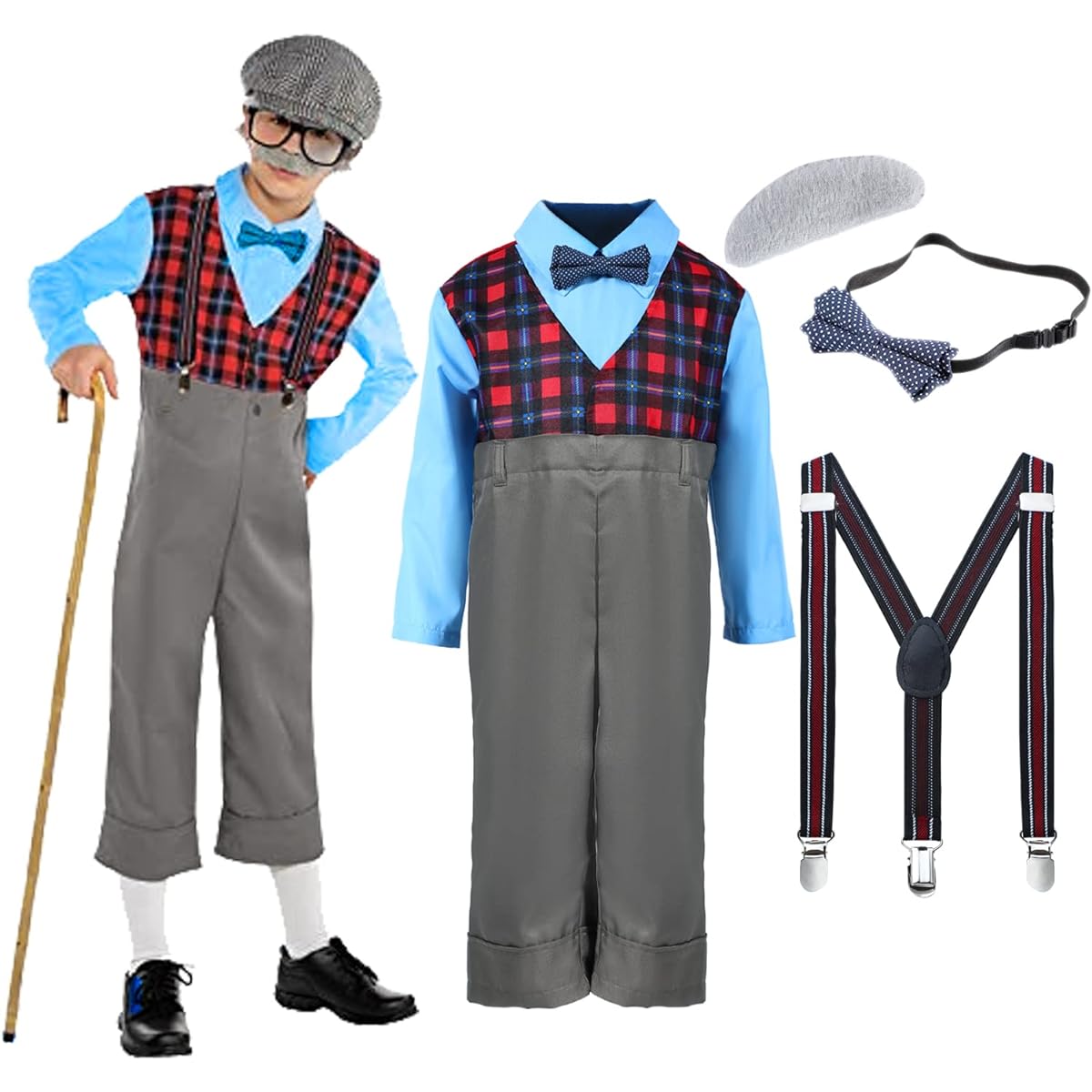 Lingway Toys Kids Little Old Man Costume Grandpa Pretend Costume for Boys