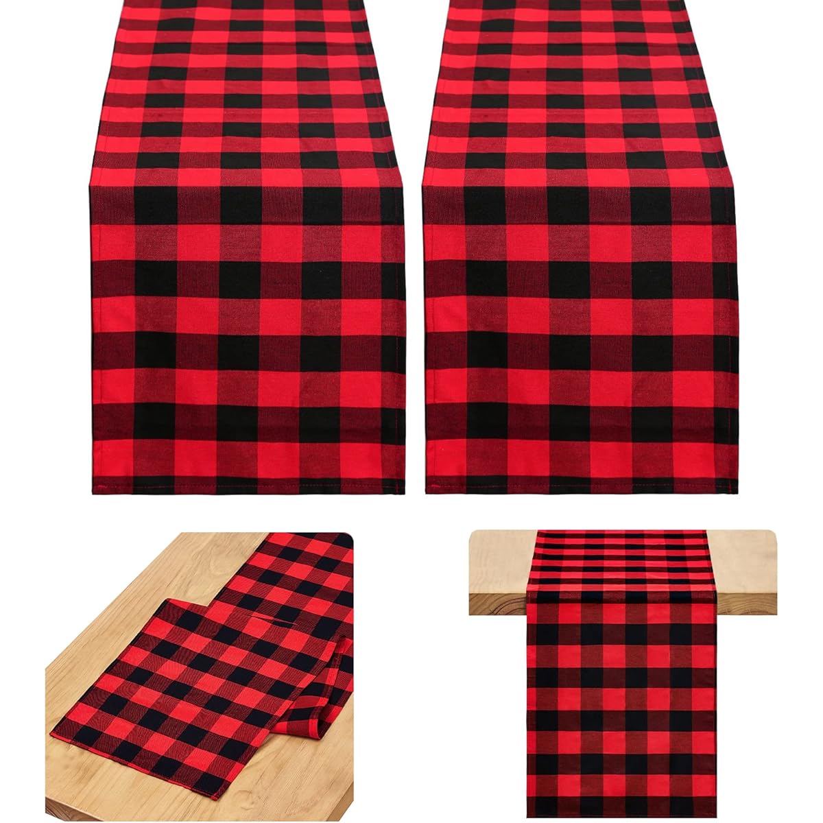 B-COOL Mother's Day Table Runner Buffalo Plaid Easter Table Runner Placemat Tabletop Coffee Family Dinner 13x108inch Valentine Decorations 2 Pack