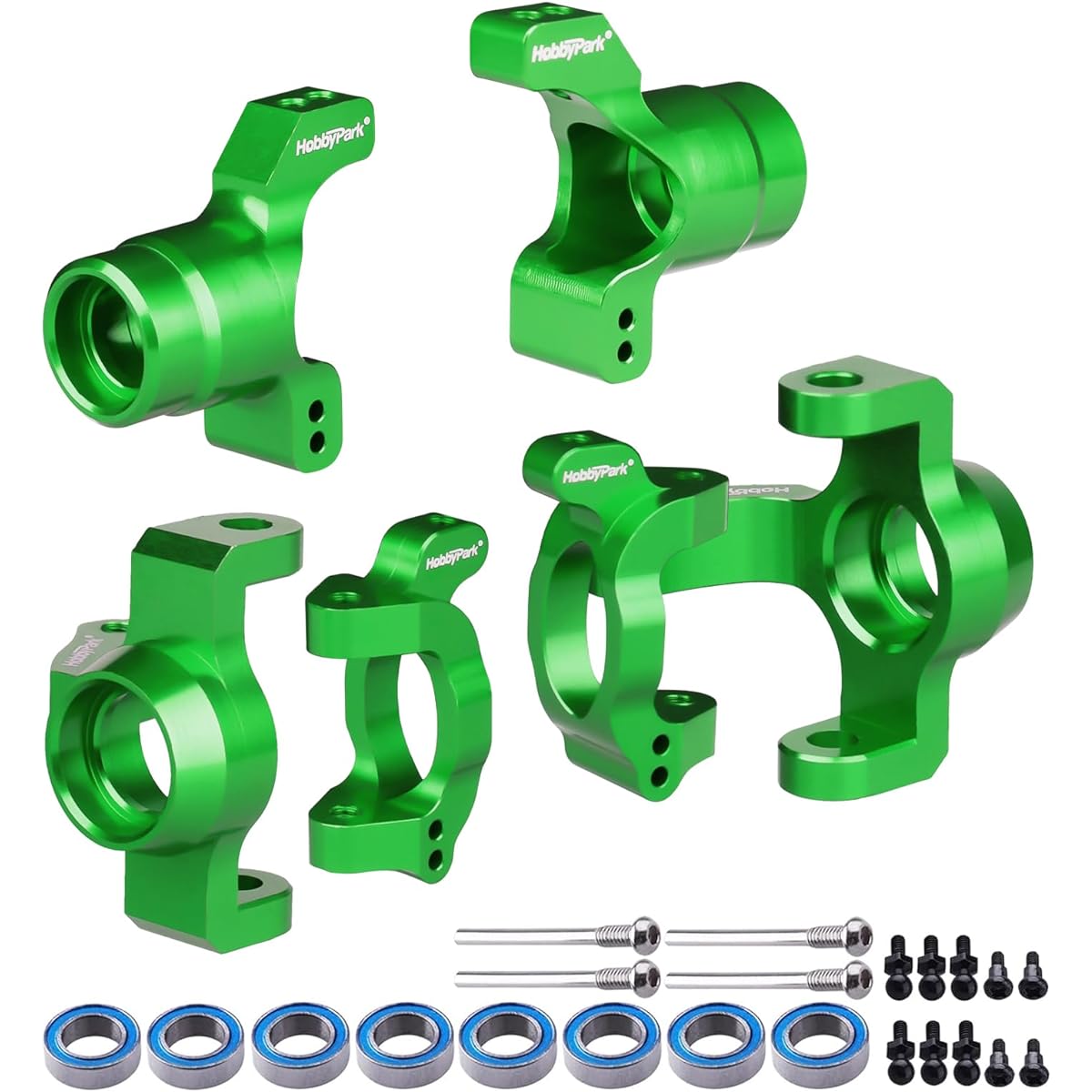 Hobbypark Aluminum Caster Blocks C-Hubs Steering Block Stub Axle Carrier Knuckle Set Replacement for Traxxas 1/18 LaTrax Teton Desert Prerunner Rally 7532 7552X (Green)