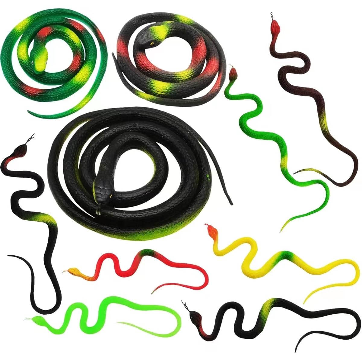 MAGIDOVE 10pcs Realistic Bird Repellent Faux Rubber Snakes for Garden Props, Halloween Party Decorations, Kids Party Favors