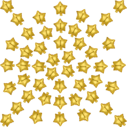 100pcs 5 Inch Star Foil Balloons Pentagram Balloons for Birthday Party Wedding Baby Shower Gender Reveal Birthday or Engagement Party Decoration (Gold)