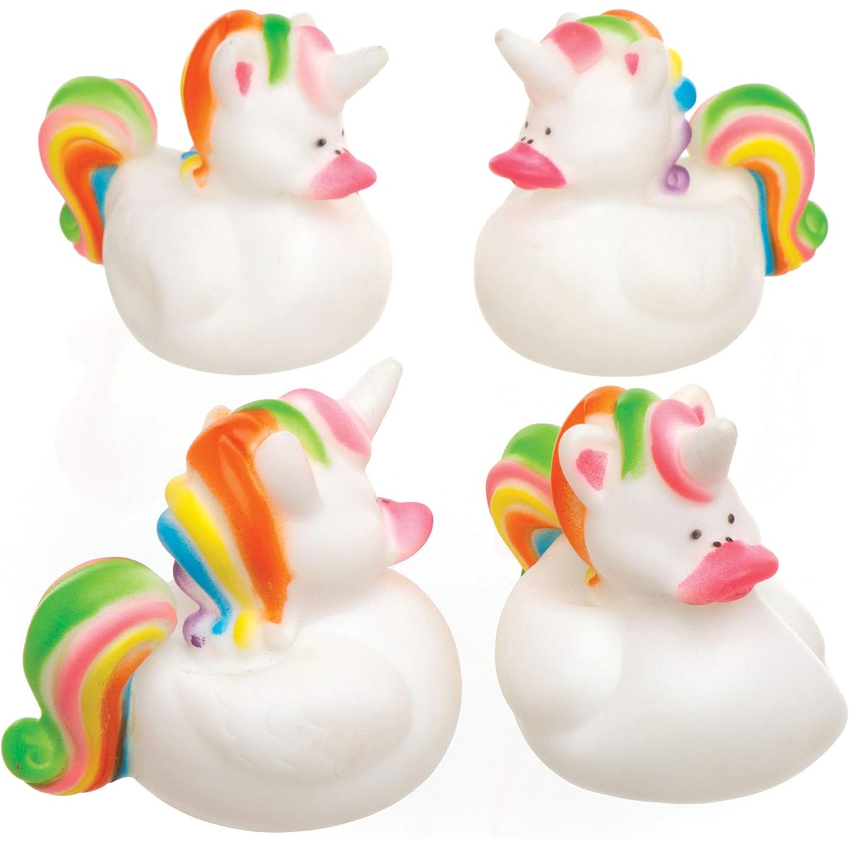 Cute unicorn rubber ducks (4 pieces) Great for playing in the bath Great for party favors and displays