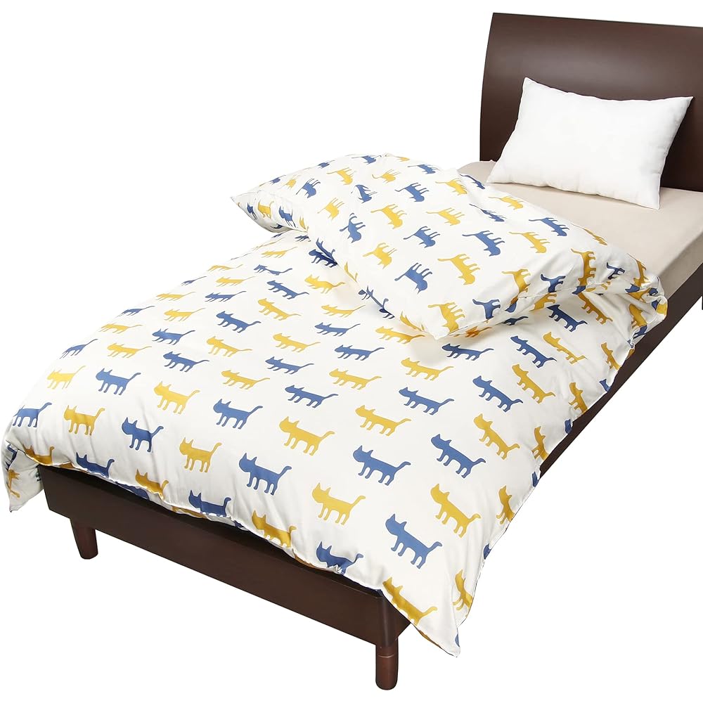 nishikawa [Nishikawa] Duvet Cover Single Washable 100% Cotton Matano Atsuko Satin Silhouette Cat Made in Japan Yellow PI02700687