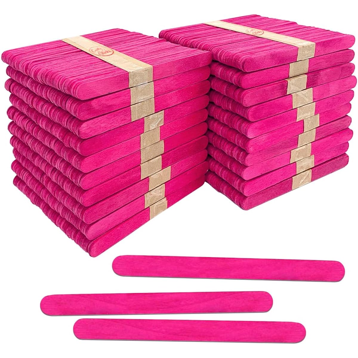 1,000 Standard Size Wooden Craft Sticks Natural Popsicle Sticks Pink