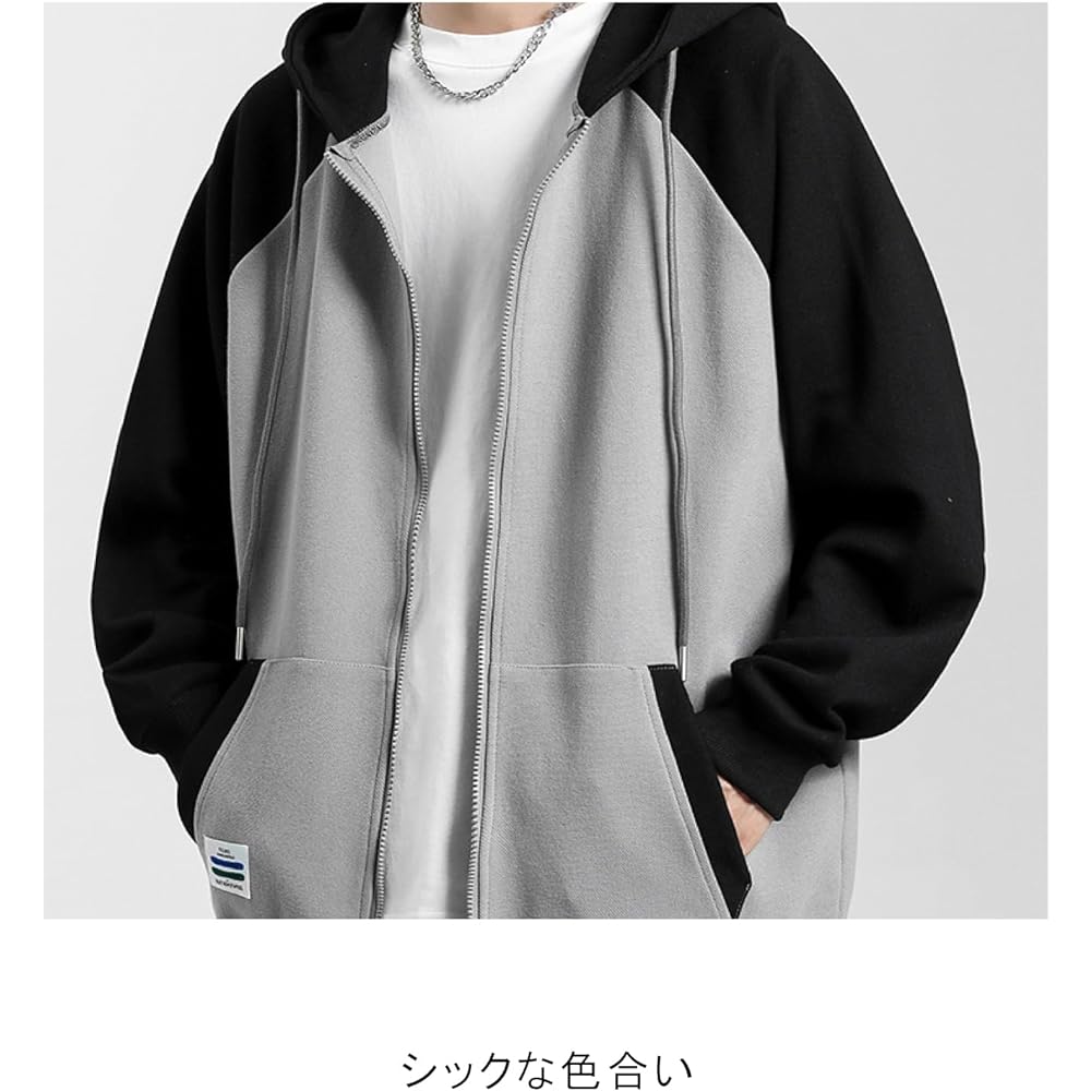 [Second Roots] Men's Parka, Bicolor, Zip-up, Hood, Casual, Sweatshirt, Jersey, Outerwear, M~2XL