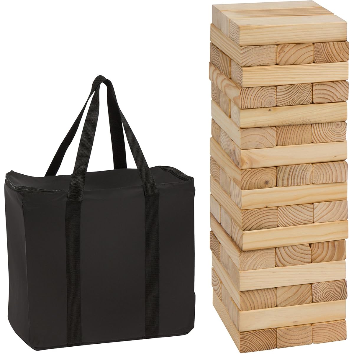 48ピース1.5 ' Tall Giant Wooden Stacking Tumble Tower Game with Carry Case by Trademark Innovations