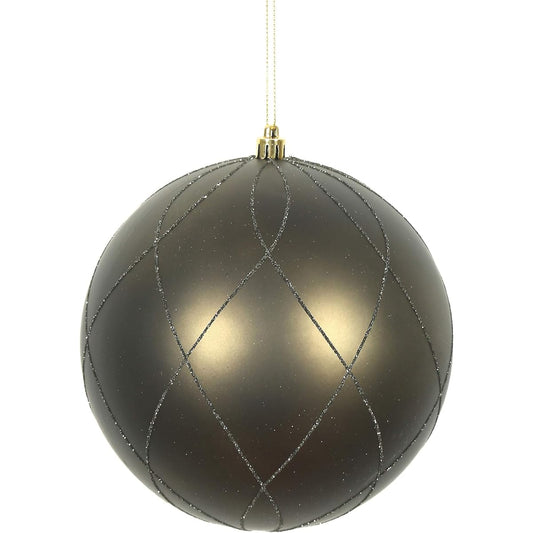 Vickerman 4" Gunmetal Matte & Glitter Swirl Ball Ornaments, Box of 4