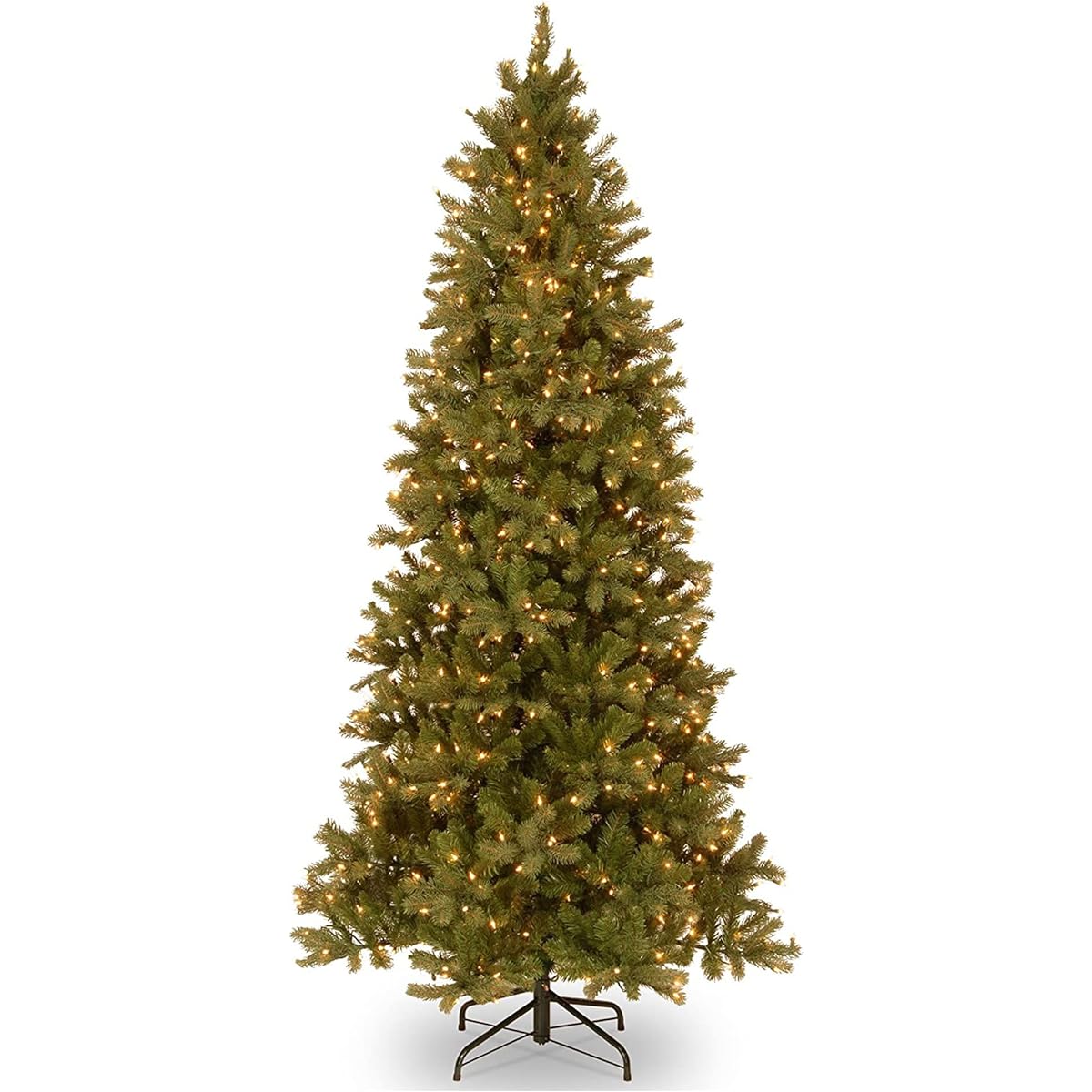 National Tree 9' "Feel Real" Downswept Douglas Fir Slim Tree with 800 Clear Lights Hinged (PEDD1-323-90)