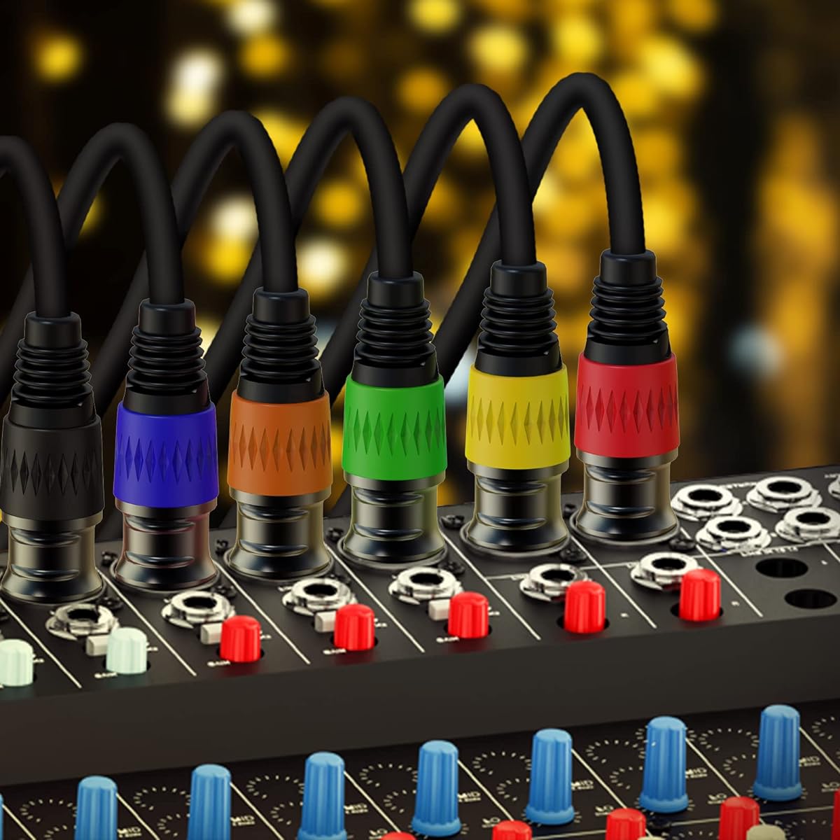 1 ft. XLR Cable, 6 Pack Microphone Cable, AuxLink Premium Balanced XLR Male to Female Mic Cable, 3-Pin XLR Speaker Cable for Stage Lighting, Speaker Systems and More (1.5 ft.)