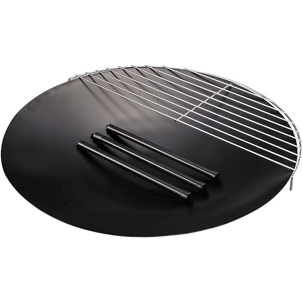 CAPTAIN STAG Bonfire Stand Barbecue Stove Round Fire Base with Trivet and Storage Bag Black UG-49