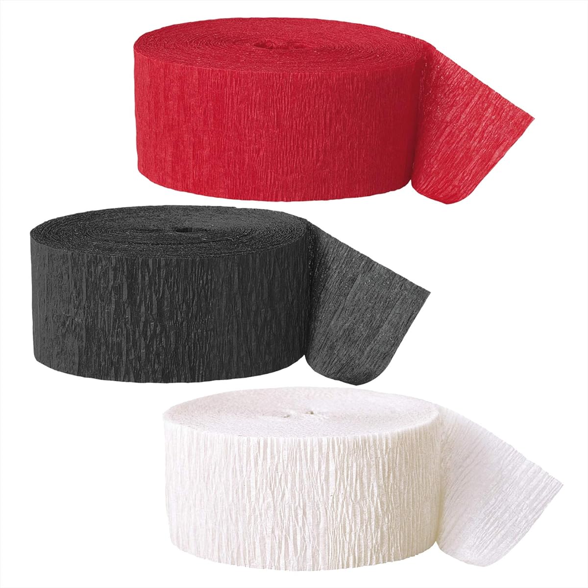 Ladybug Party Red Black White Crepe Paper Streamer Decorations 81 Feet Each (Set of 3)