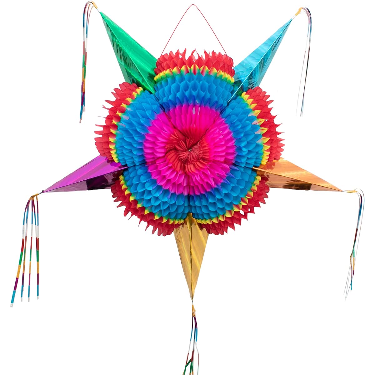 Mexican Pinata (XL 36") - Authentic Handmade Foldable Large Pinata - Star Pinata for Birthday Party - Mexican Pinata for Kids - Cinco de Mayo Pinata for Adults - Tie Dye Pinata - Large Pinata Star - Pinata Para Cupranyos