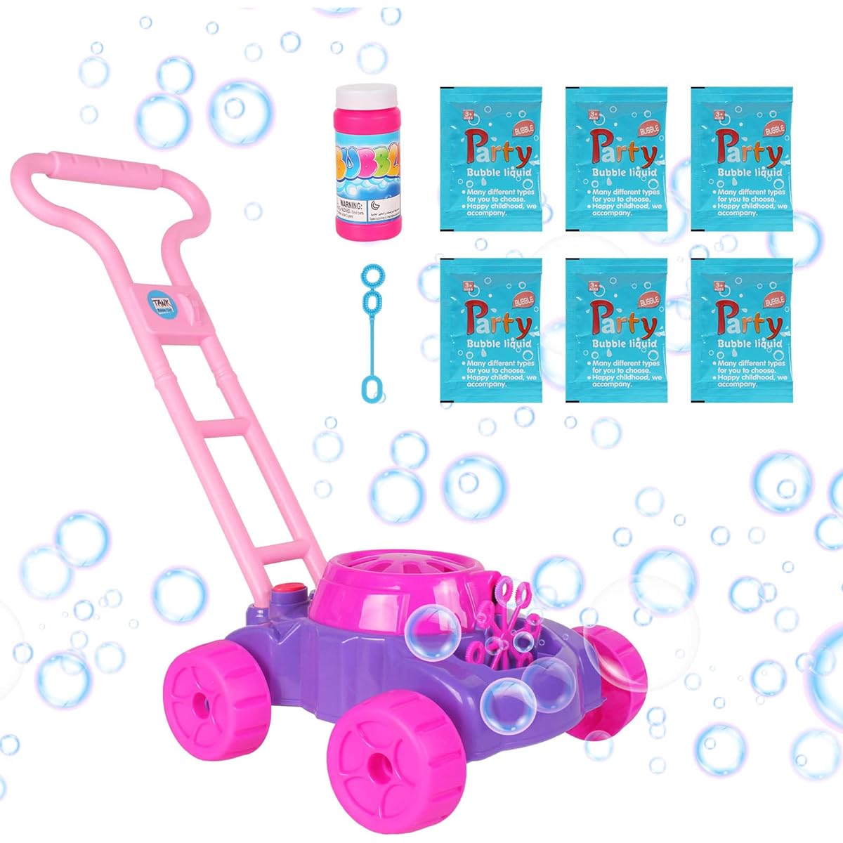 Bubble Lawn Mower for Toddlers | Automatic Bubble Blower Machine with Music | Push Toy | Summer Outdoor Backyard Gardening Toy | Girls Boys 3 4 5 6 7 8 Years