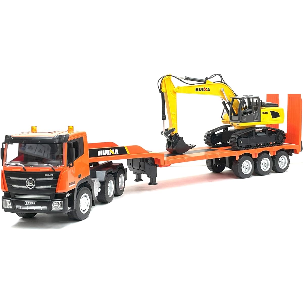 BIG size, total length 715mm, 2.4GHz, 1/24 scale, large heavy equipment transport trailer & power shovel radio control set ☆Safety loader