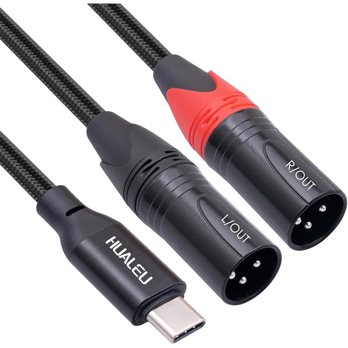 HUALEU, 10ft USB C to Dual XLR Male Audio Cable, Electronic Cable for Amplifiers, Tablets, Smartphones, Speakers, Laptops