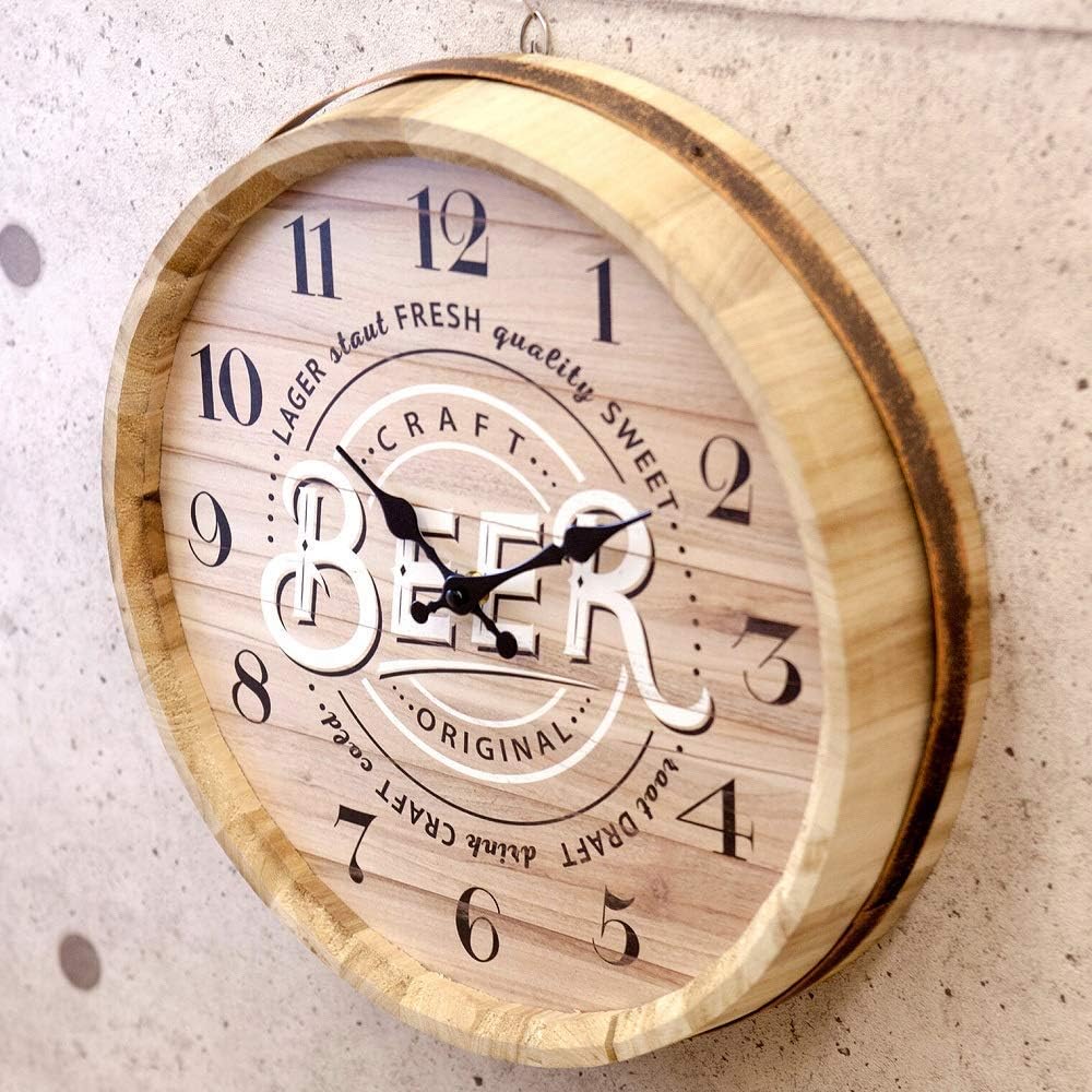 American Barrel Top φ40cm Clock Beer Barrel Wall Clock Clock Goods American Miscellaneous Retro Antique Vintage Style Wall Clock American Miscellaneous Goods (Beer)