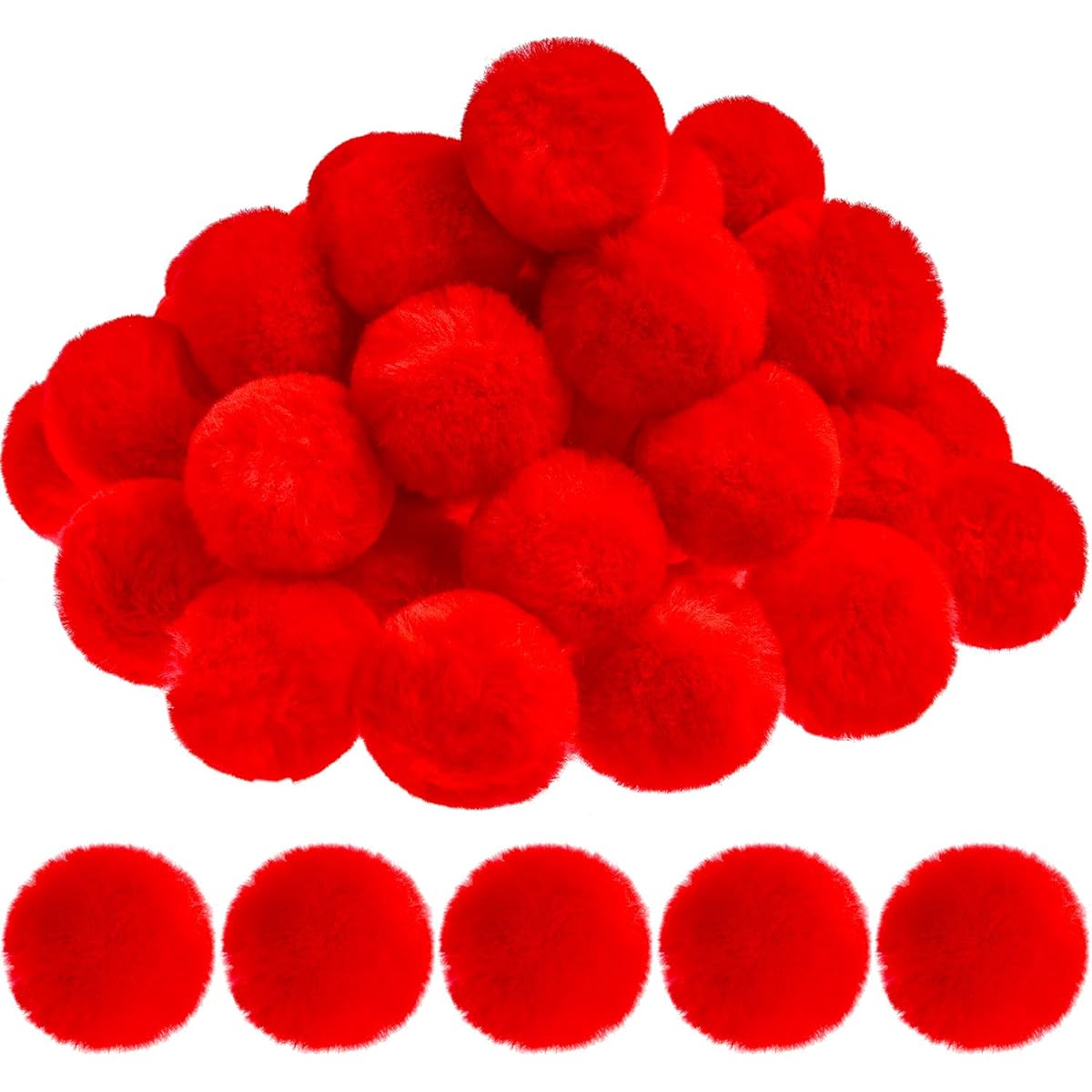 Red Pom Poms Christmas Faux Fur Pom Pom Balls Acrylic Large Red Pom Pom Crafts Holiday Pom Pom Balls Fluffy Plush Pompoms for DIY Christmas Costume Supplies Party Decorations 2 Inch(80 Pieces)