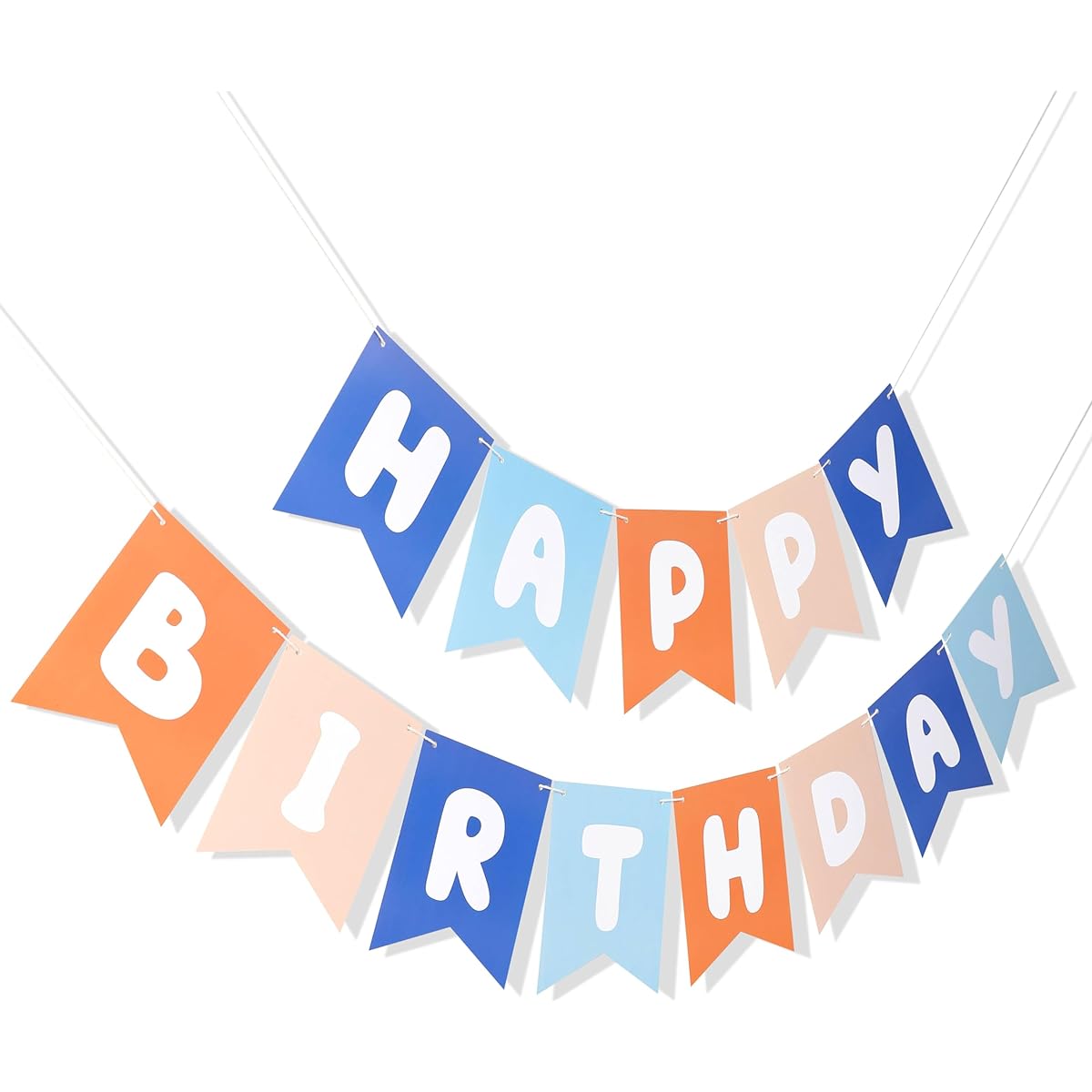 Light Blue Navy Brown Orange Happy Birthday Banner - Boy's Birthday Party Decorations Blue Inspired Happy Birthday Garland Boy's 1st Birthday Decorations Blue Birthday Background