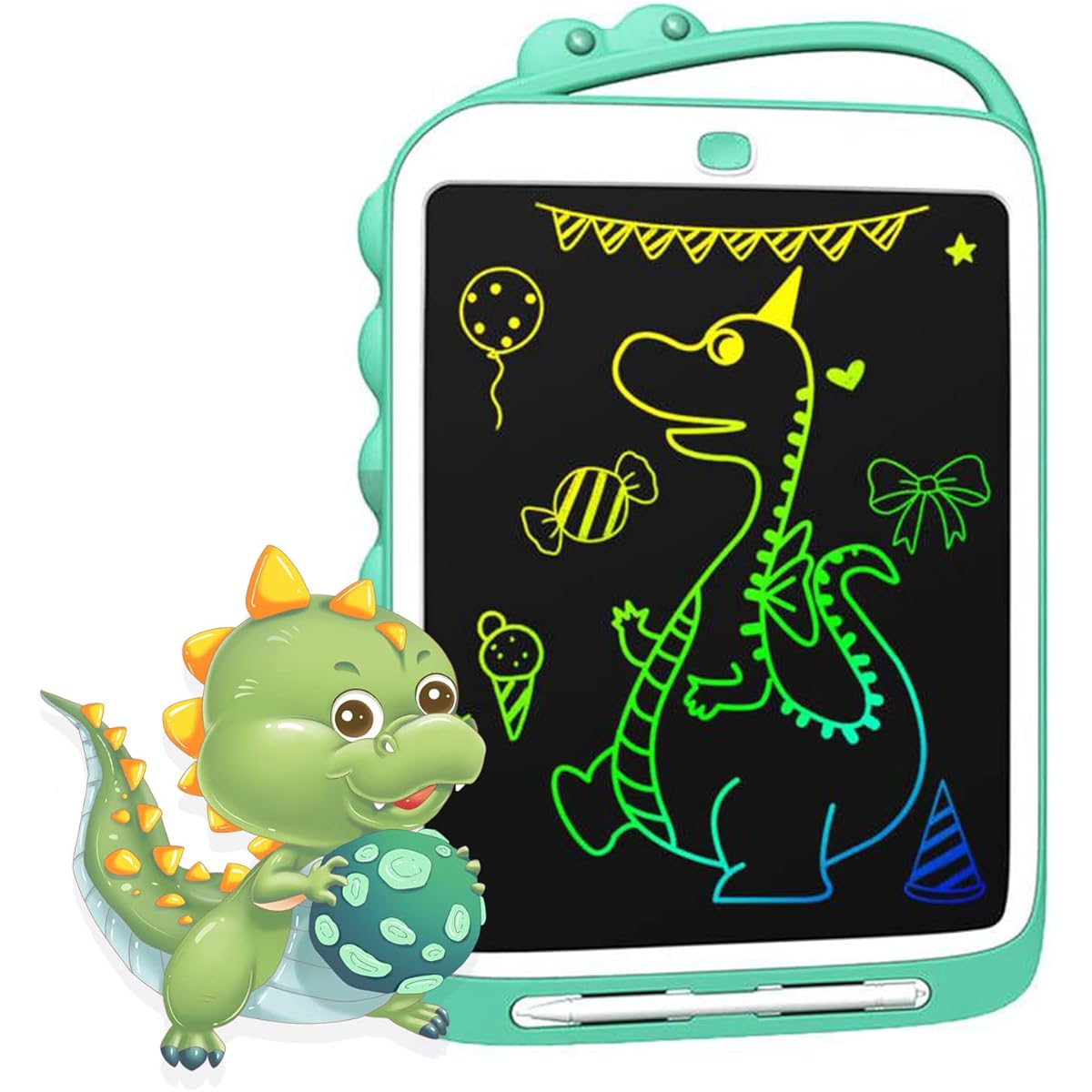 TEROW Kids LCD Writing Tablet, Toddler Doodle Board Drawing Pad for Girls Boys 2-6 Years Old 10 Inch Educational Games Reusable Tablet Toy Birthday Gift Writing Board for Toddlers Green