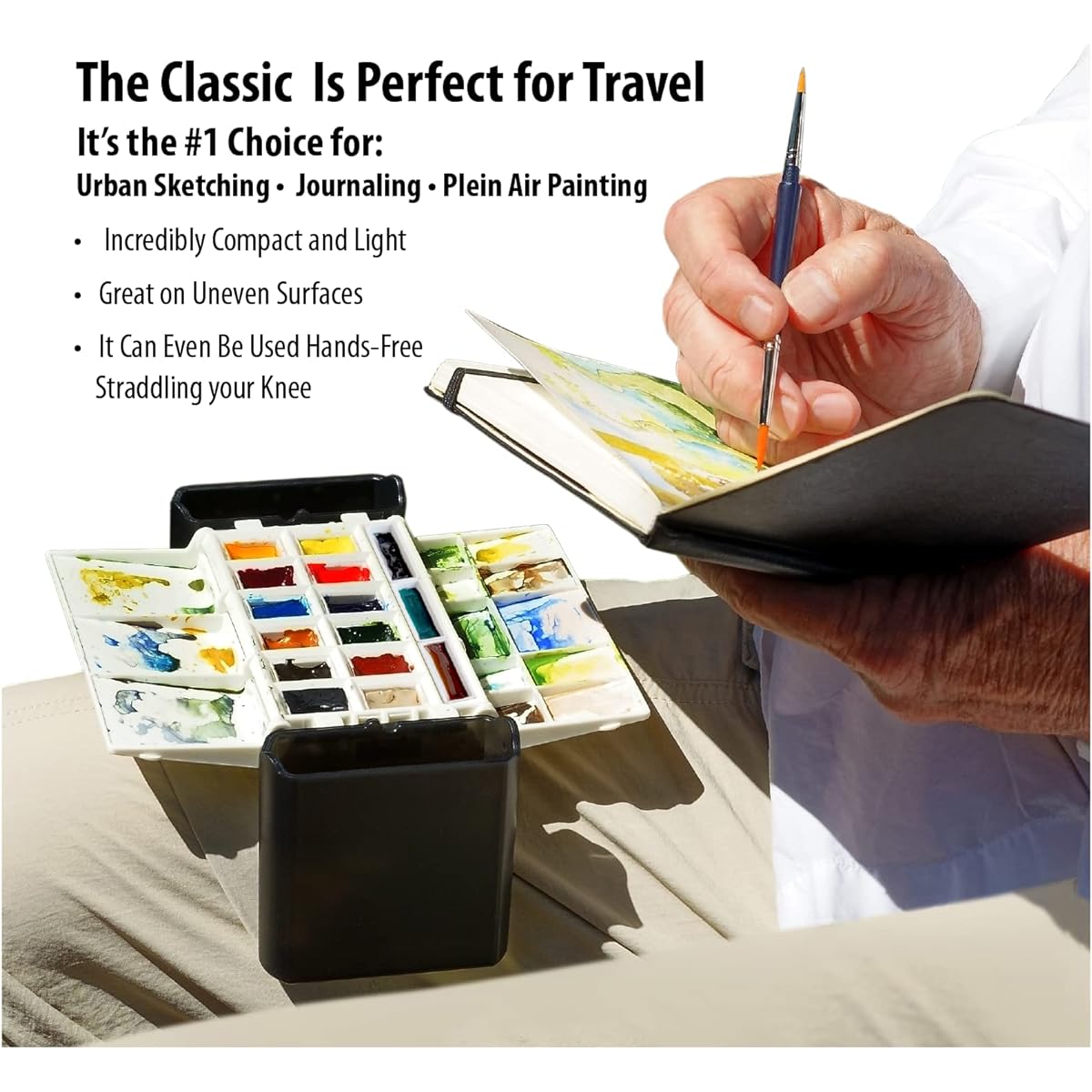 Portable Painter Classic Palette Bundle with 8 Brush Slot Pans - Instantly Expand Your Palette - Travel - Pocket Size - Ultra Light - Quality