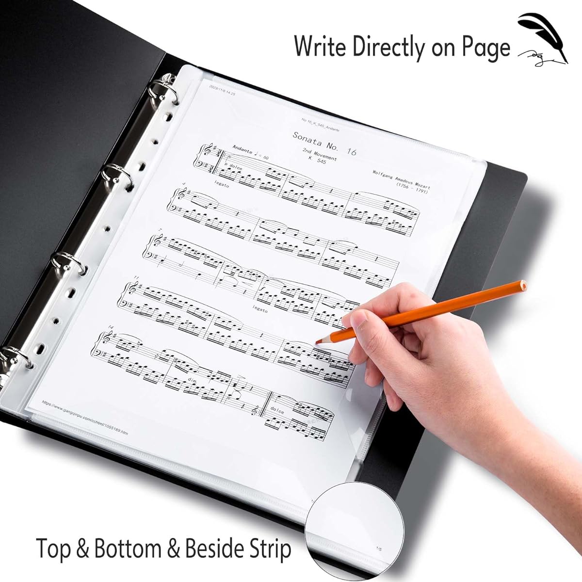 Wantusee Sheet Music Folder 80 Pages Sheet Music Binder Organizer Sheet Music Storage Writable Removable Choir Folder for Musicians Size 8.5 x 11 Inch/A4 Notebook Binder Music Organizer