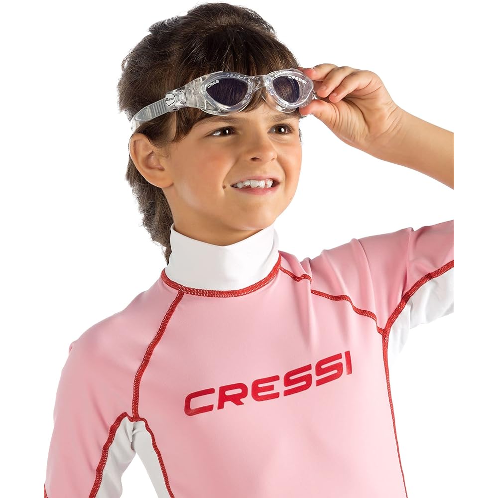 CRESSI Swimming Goggles for Kids Ages 2 to 7 [CRAB] Flat Lens UV Protection, Scratch Prevention, Shatterproof Treatment [Genuine Product]