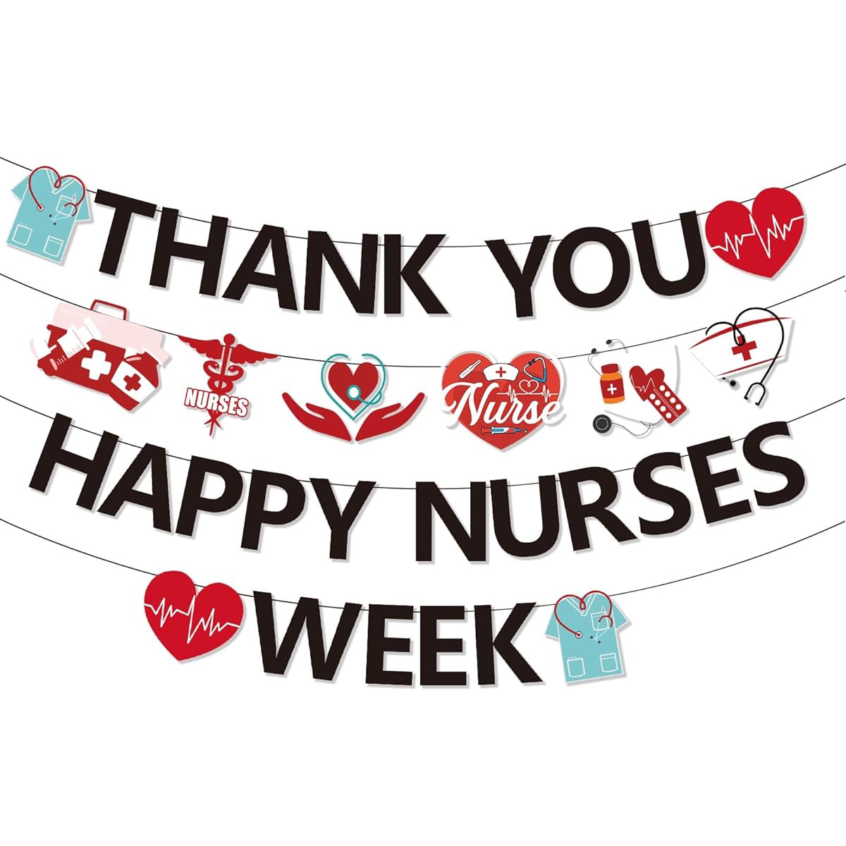 NUTTYBASH Nurses Week Banner Decorations, Happy Nurses Week Banner, Thank You Nurses Banner Party Decorations for National Nurses Day