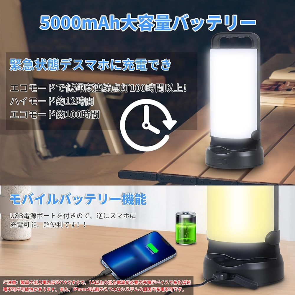 EXTEDRG Lantern, Solar Lantern, Solar Light, Disaster Preparedness Goods, Camping Lantern, USB Charging & Solar Power Supply, White, Daylight White, Warm 3 Color Switching, Stepless Dimming, 5,000