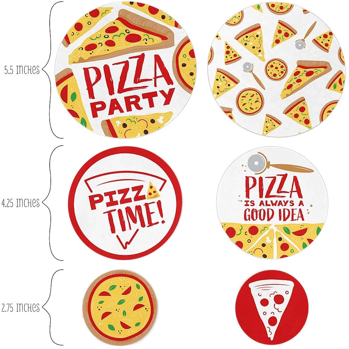 Big Dot of Happiness Pizza Party Time - Baby Shower or Birthday Party Giant Circle Confetti - Party Decorations - 27 Large Confetti