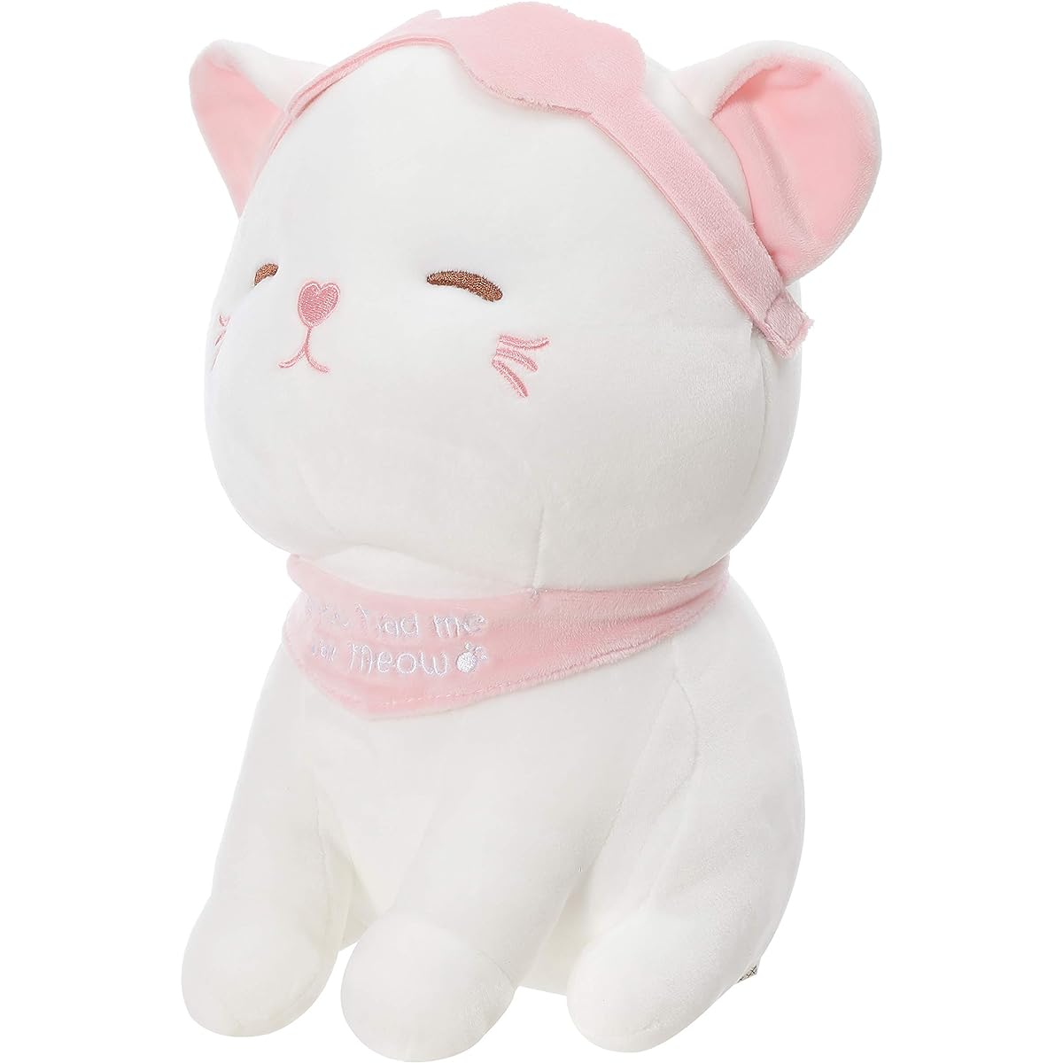 MINISO 11" Cat Plush Toy, Cute Stuffed Animal, Cute Kitten, Soft Pillow, Toddler Throw Pillow Doll, Valentine's Day Plush Gift, Eye Mask