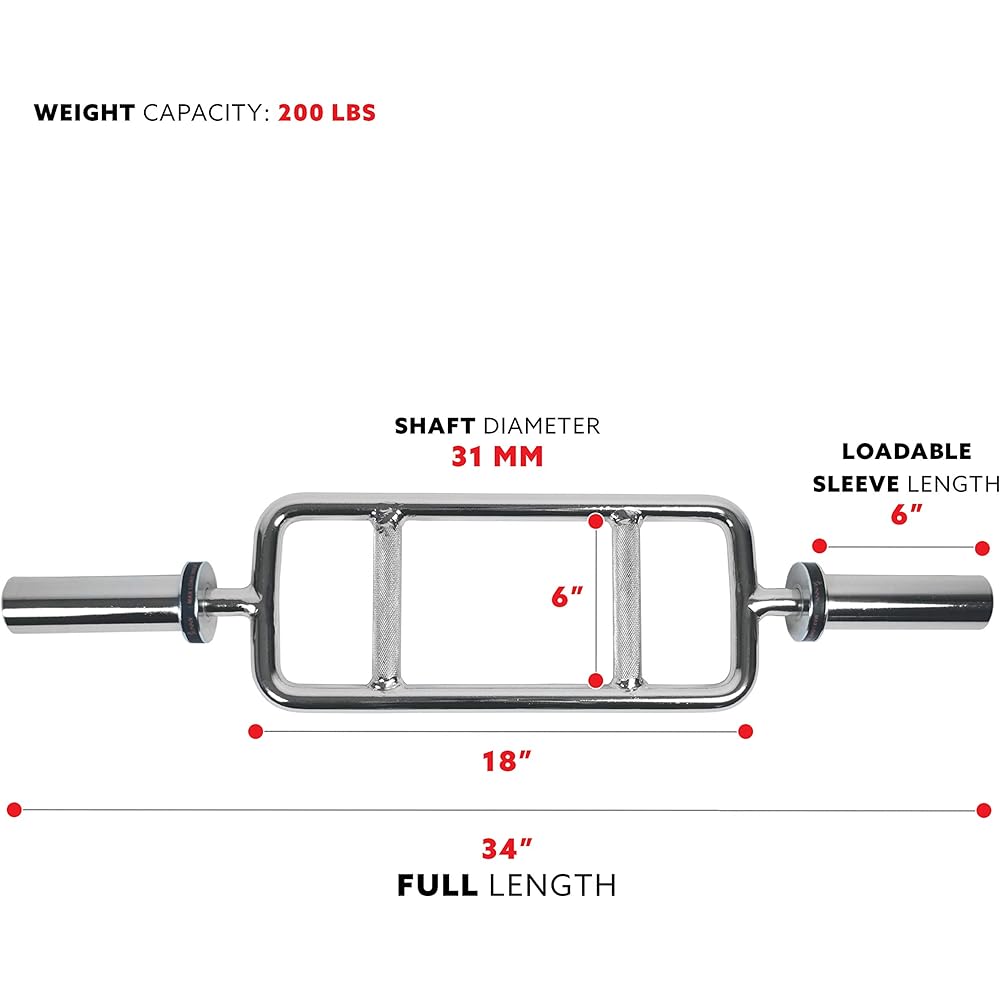 Sunny Health & Fitness 34" Olympic Triceps Bar with Ring Collar S