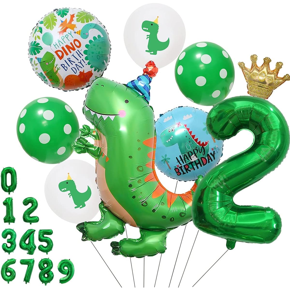 Dinosaur Birthday Balloons - Dinosaur Party Decorations for 1st Year Old Dinosaur Balloon Set for Boy or Girl Birthday Party Supplies (2nd Birthday)