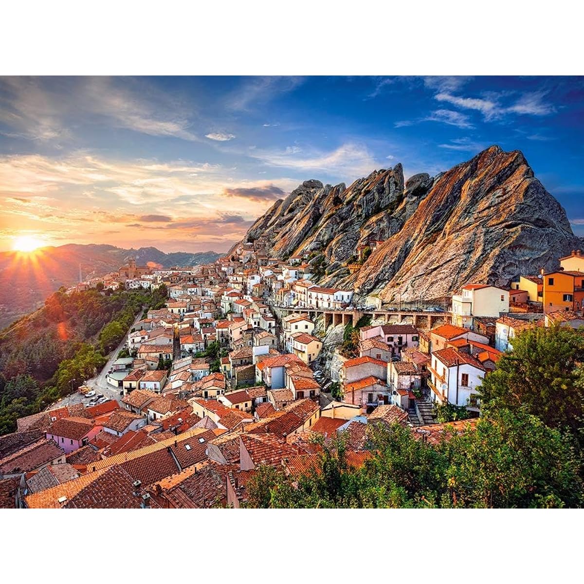 CASTORLAND 3000 Piece Jigsaw Puzzle Italy Pietrapertosa Sunset Landscape Mountain Village Adult Puzzle Castorland C-300549-2