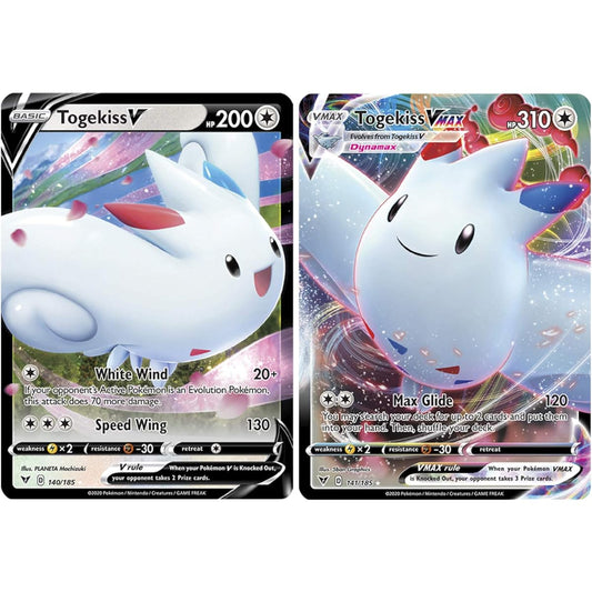 Pokemon Vmax Card Set Togekiss VMAX 141/185 & Togekiss V 140/185 - Vivid Voltage - Ultra Rare Card Lot
