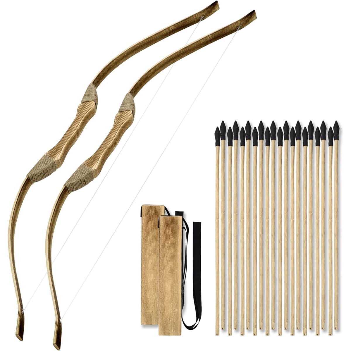 Wooden Bow and Arrow Set Handmade 32" Kids Bow and Arrow Toy Bow and Arrow for Kids 4-6 8-12 Gifts for Kids Youth Boys Girls