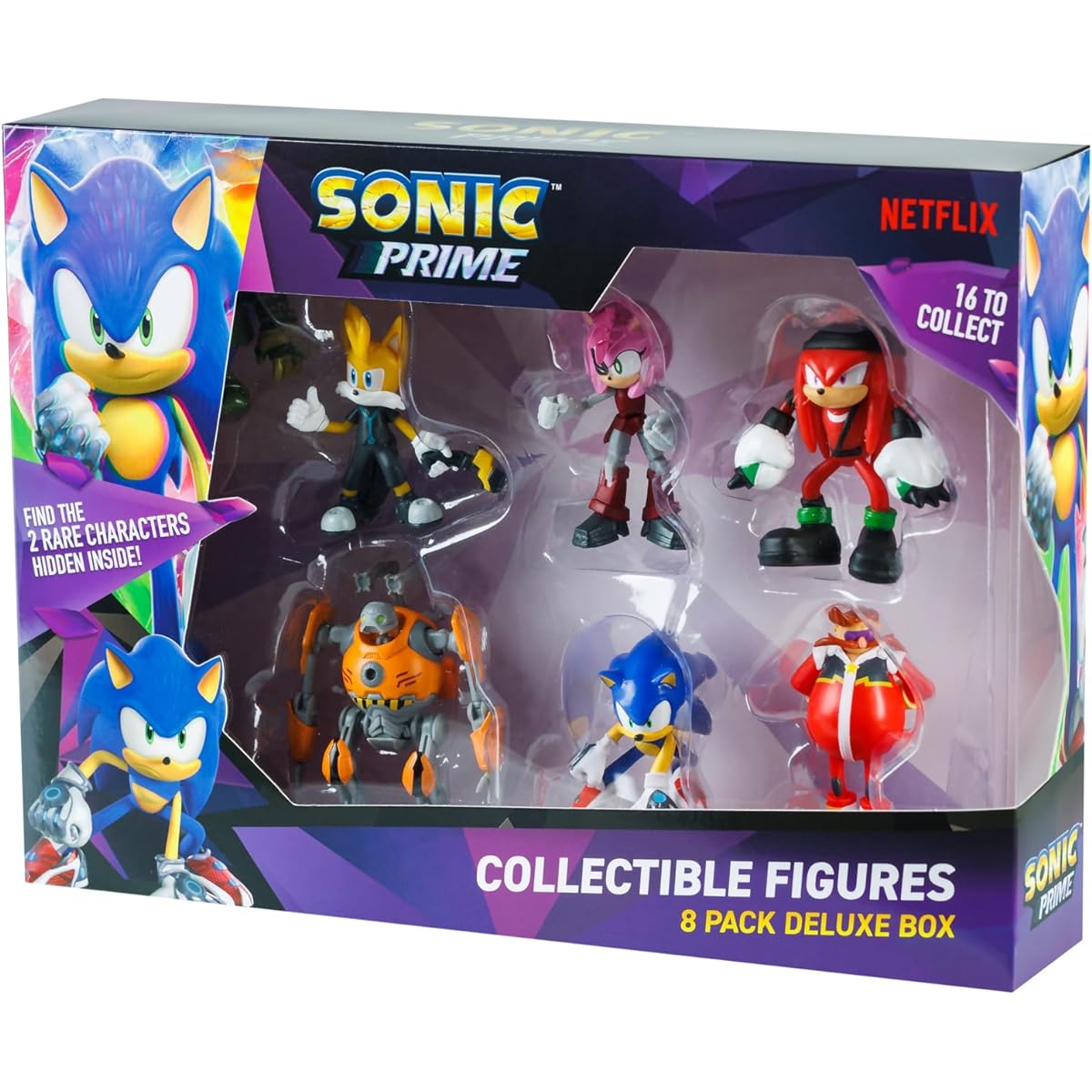 Sonic Prime Toys 8 Figures with 2 Rare Hidden Characters Deluxe Box Series 1 Random Selection All 16 Collected!