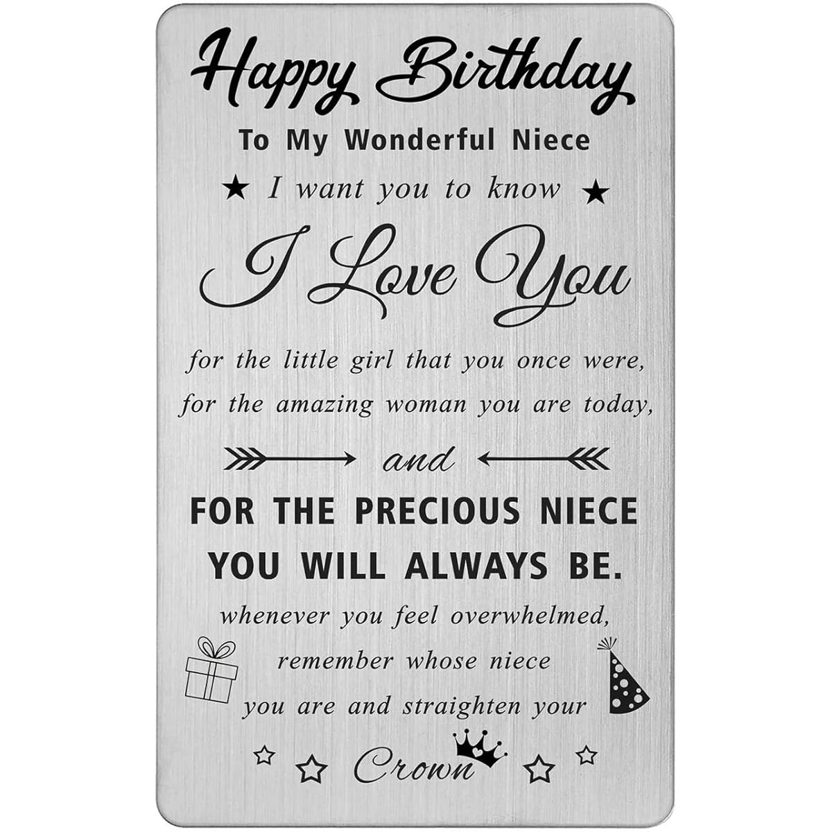TANWIH Niece Birthday Wallet Card Gifts from Aunt Happy Birthday Cards Gifts from Aunt to Niece Adults Inspirational Birthday Presents for Teen Girls