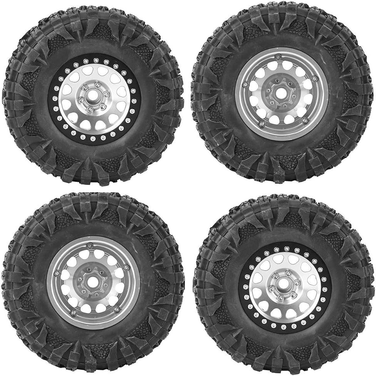 RC Rubber Tires Crawler 2.2inch Metal Hex Wheel Hub Accessories for 1:10 On-Road Racing Car (Red) Pack of 4