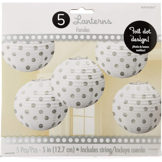 Amscan International White Hot Stamped Paper Lantern Decorations (5 Pack)