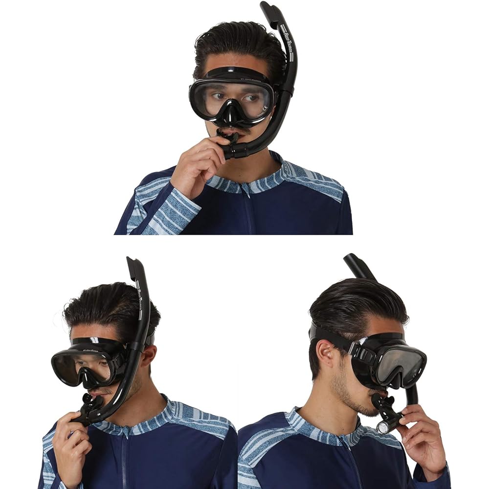 REEF TOURER Snorkeling Snorkel Mask Snorkel 2 Piece Set Made of Silicone with Mesh Bag RC0203/RC0105