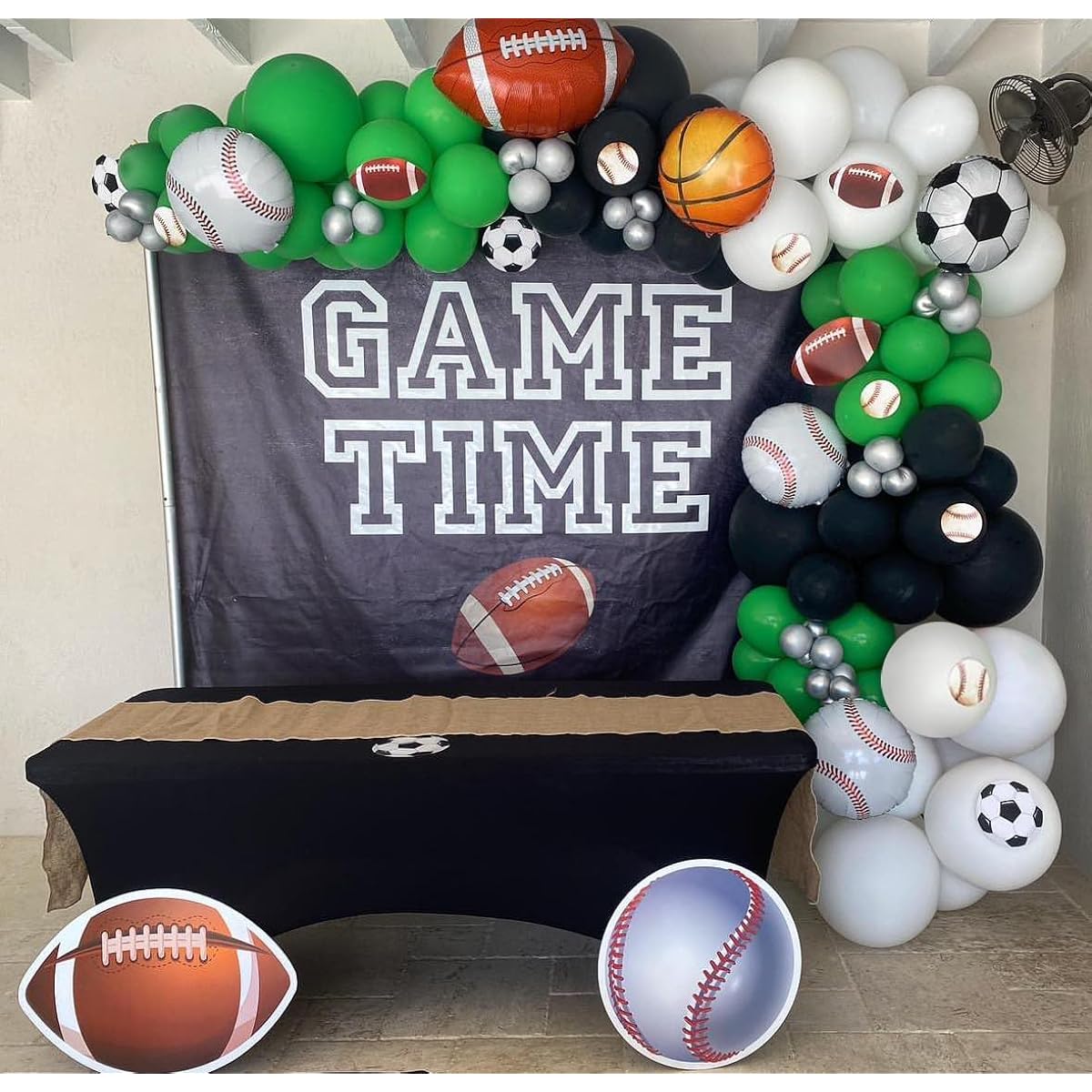 Sports Birthday Decorations 154 Pieces Balloon Garland Arch Kit Red Orange Navy Blue Balloons Camping Party Supplies Sports Theme Boys Birthday Party Decorations (Green Sports)
