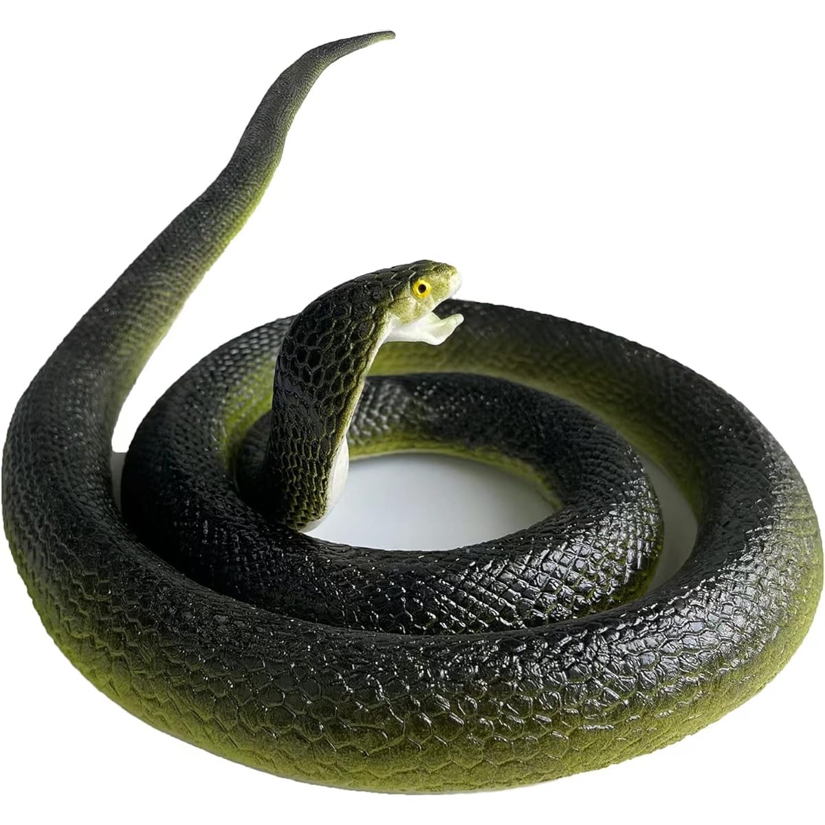 FOUUA Realistic Rubber Snake Scary Fake Snake to Keep Birds Away Garden Big Black Snake Prank Toy Garden Prop Halloween Decoration Kids Toy (Green - Cobra)