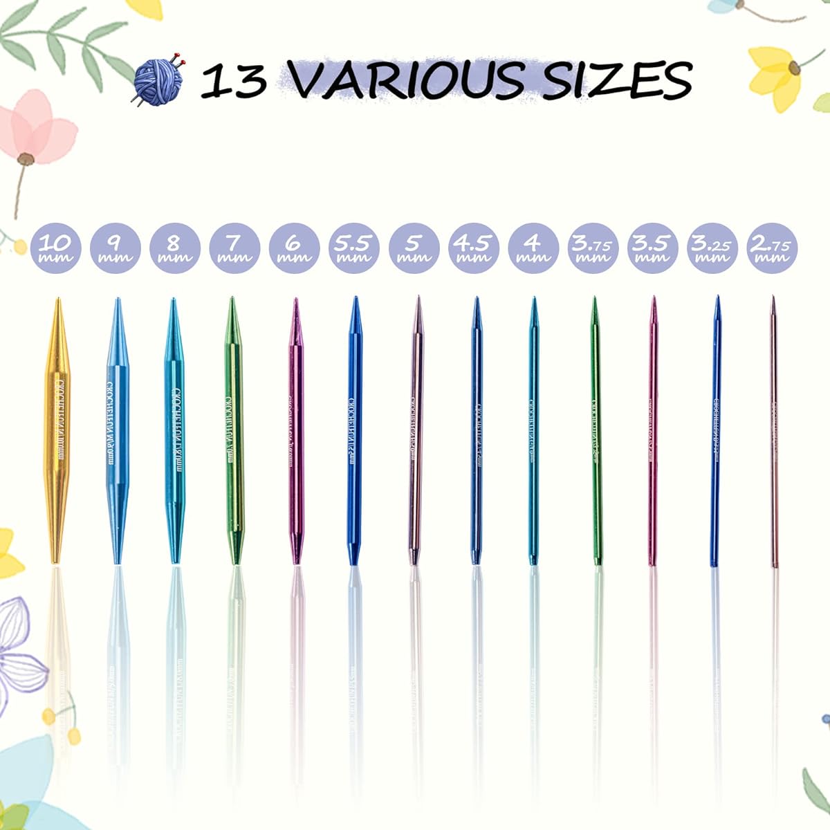 13 Pairs Circular Knitting Needles Interchangeable Knitting Needle Set with Extension Cable Size 2.75mm~10mm