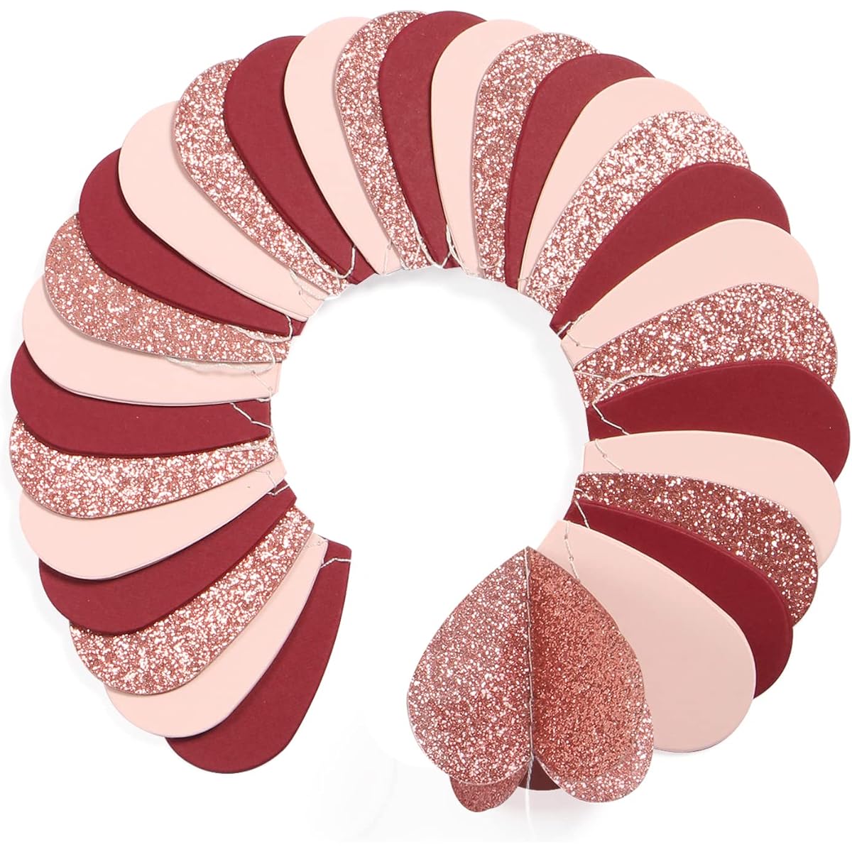 Rose Gold Pink Burgundy Red 3D Heart Garland - 39ft Valentine's Day Party Decorations Hanging Paper Streamer Banner Engagement Wedding Bachelorette Baby Bridal Shower Decor Ouruola