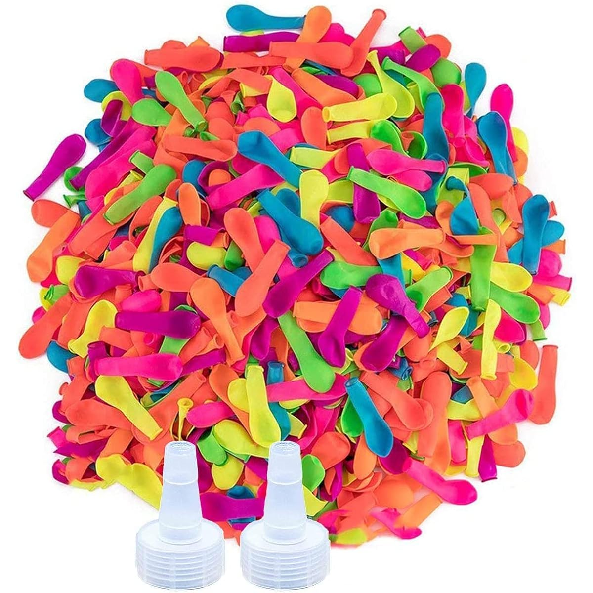 Water Balloon Refill Kit, 2000 Pack Eco-Friendly Latex Water Bomb Balloons for Summer Splashes, Fun Fight Game, Refill Kit with 2 Hose Nozzles