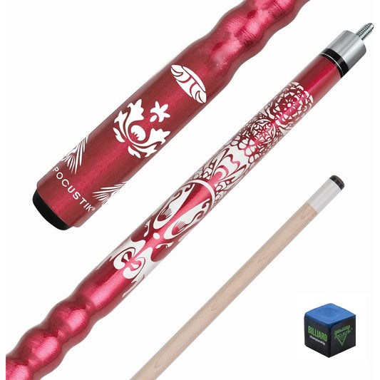 POCUSTIK 58 Inch 2 Piece Pool Stick Set 13mm Tip Ergonomic Design Pool Cue Canadian Maple House Bar Billiard Cue Stick Red Unisex 19 20 21oz