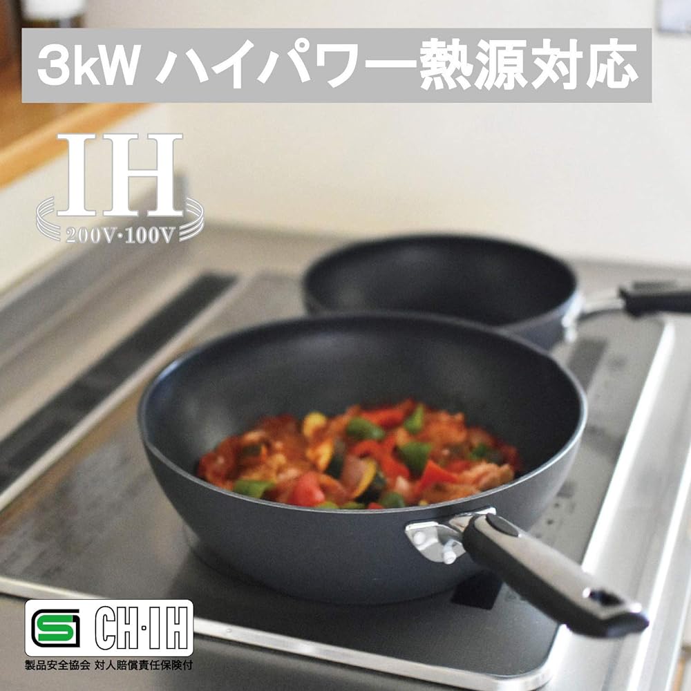 Hokuriku Aluminum Frying Pan 28cm [IH Compatible] Lightweight IH Versage Teflon Treated Made in Japan