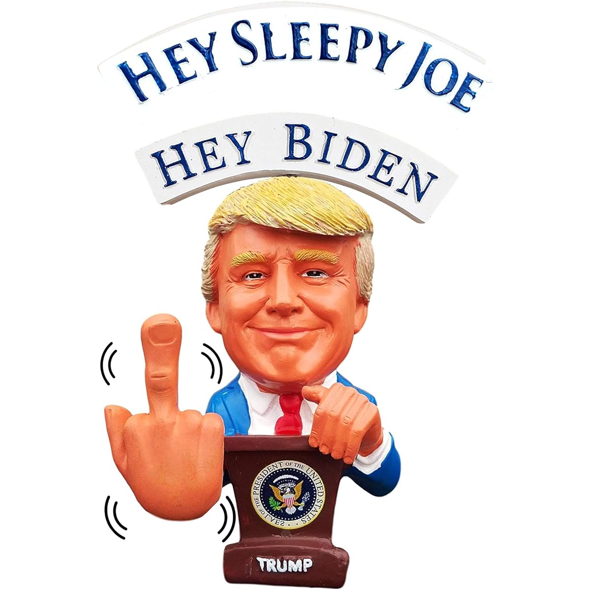 This Bobblehead Trump has a bobblehead middle finger instead of a head | Hey Biden Hey Creepy/Sleepy Joe | Trump 2024 Election #MAGA